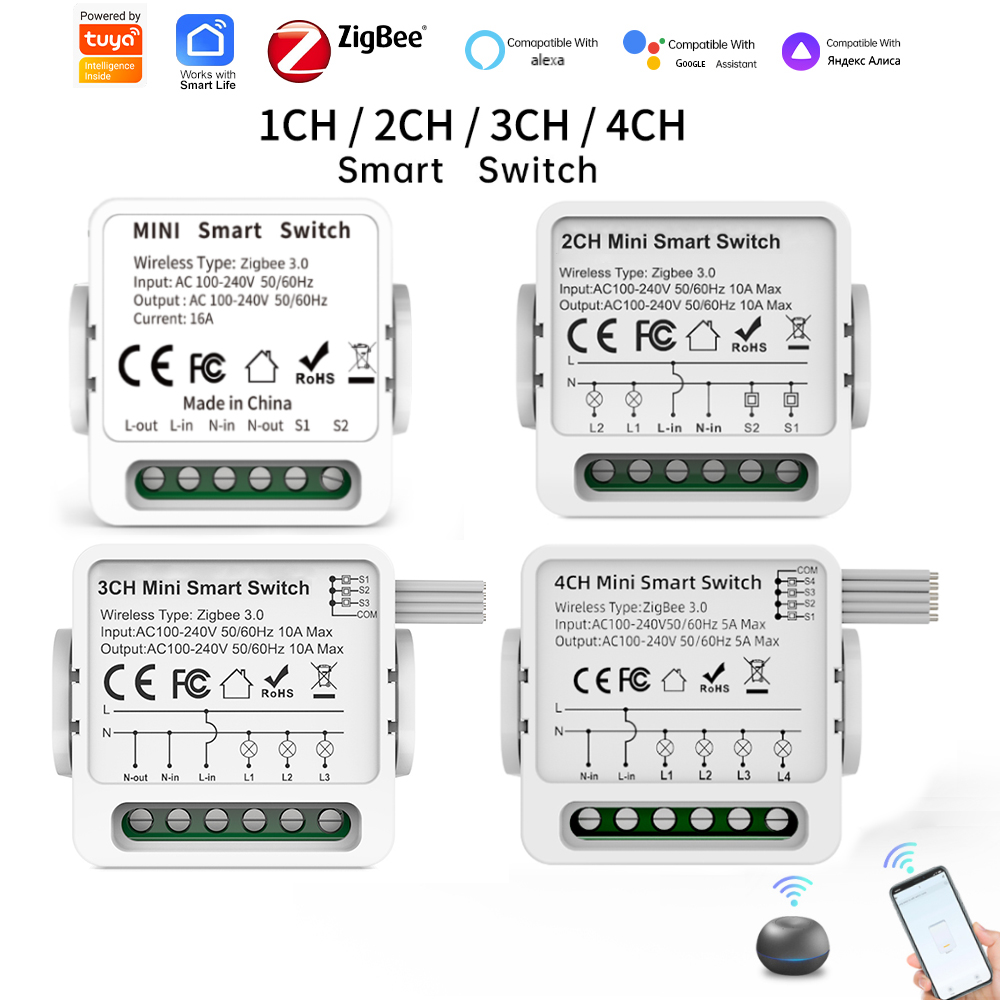 Smart Home Zigbee 3.0 - Умный выключатель Tuya Zigbee 3.0, 1/2/3/4-клавишный