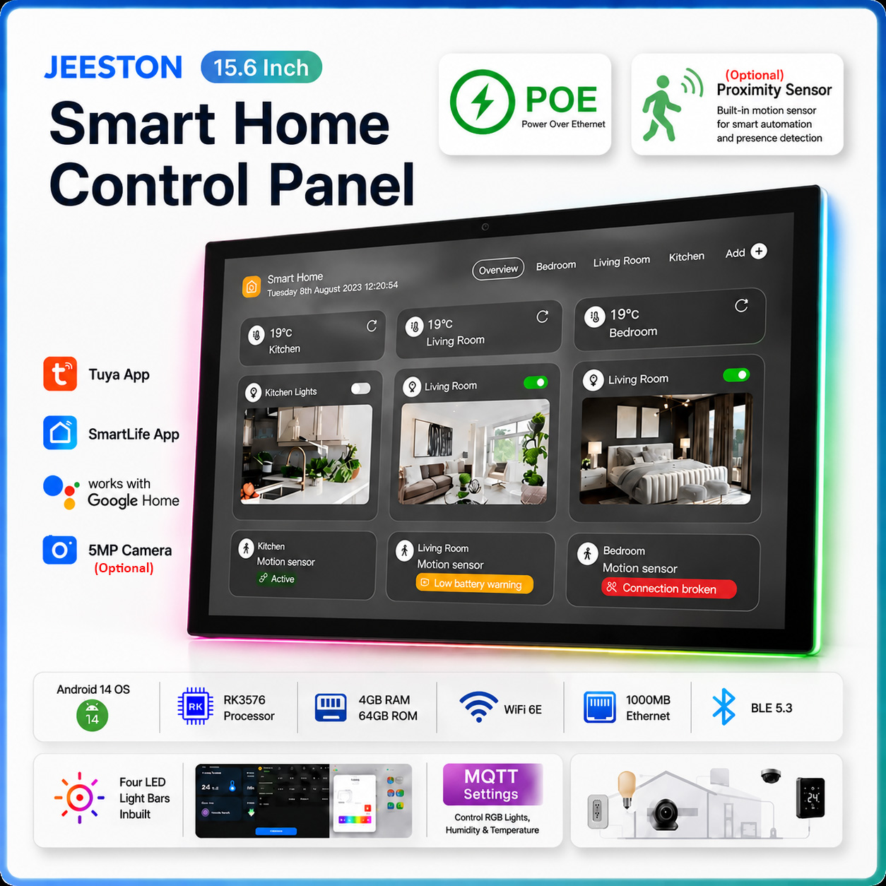 Smart Home Touchscreen Control Panel - 15,6-дюймовая встраиваемая сенсорная панель управления умным